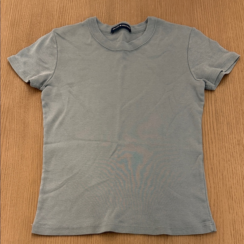 Brandy Melville Cotton Green Gray Tee One Size